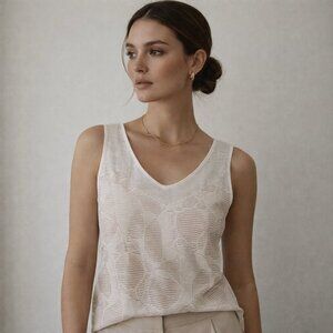 Boho minimalist sheer knit sleeveless texture unique tank top blouse